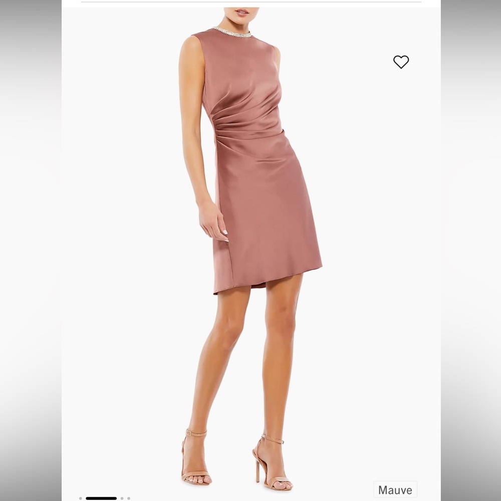 Ileena for Mac Duggal SATIN COCKTAIL DRESS W/ RHINESTONE ACCENTS MAUVE COLOR